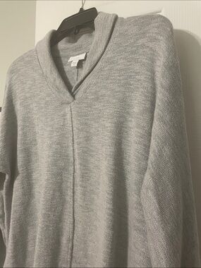 Purejill by J.Jill Cozy Light Blue Gray Pullover w/shawl v-neck collar pullover